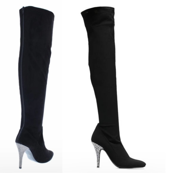 NINA WOMEN'S DECORATED SYNTHETIC SUEDE ROCKLIN OVER THE KNEE BOOTS - Picture 6 of 16